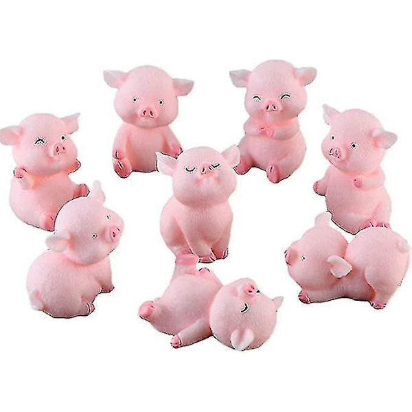 Miniature Gris Figur 8 Stykker, Bedårende Rosa Gris Legetøjsfigur Kage Dekoration Til Eventyrhave Dekorationer Julebord Dekoration