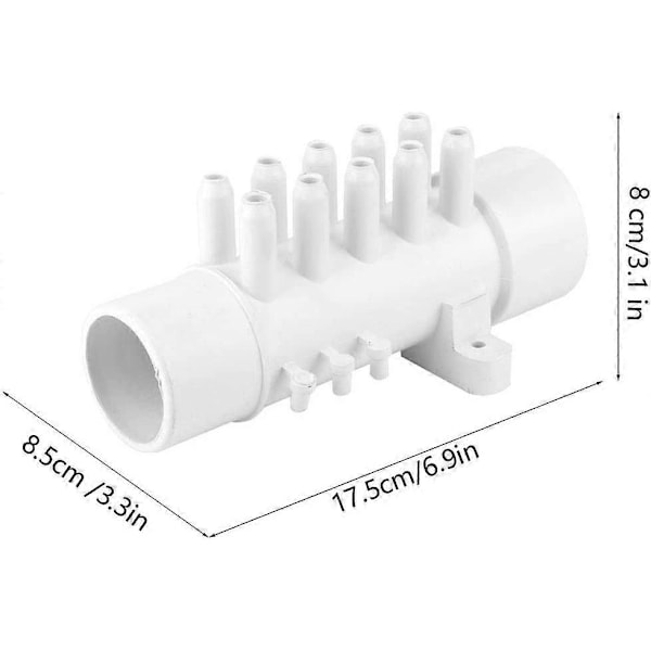 Spa Manifold, 1,5 tommer 10mm 10 Port PVC Svømmebassin Rør Manifold Svømme Korrosionsbestandig Mere Holdbar (LGL)