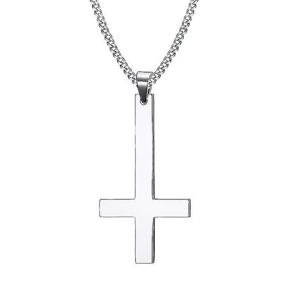 Halsband i rostfritt stål med upp och nervänt kors - Inverted Cross Pendant med kedja [GGL]