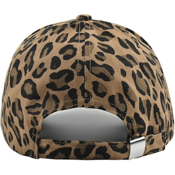 Leopardmönstrad bomullskeps med skärm, unisex, baseball, solskydd, justerbar omkrets, anti-uv, kupol, vandring, resa (LGL) Coffee