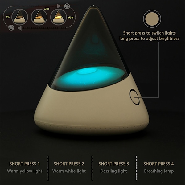 Mini Farverig Natlampe med Åndedrætslys 1200mAh Genopladelig Natlampe LGL White