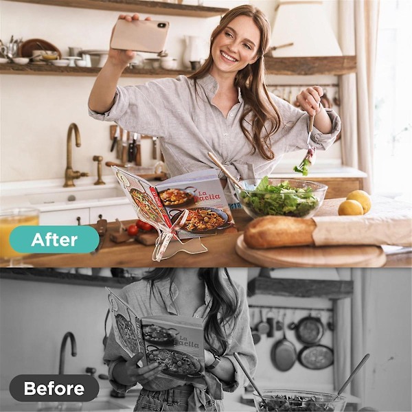 Akryl Kokboksställ, Kokbokshållare Kokbokställ för Köksbänken, Multifunktionellt Visningsställ [GGL] Transparent