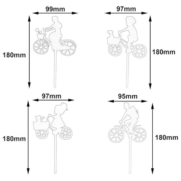 4 stk. Cykel Silhouette Statue Havetilbehør til Dukkehus Altan Gul (LGL)