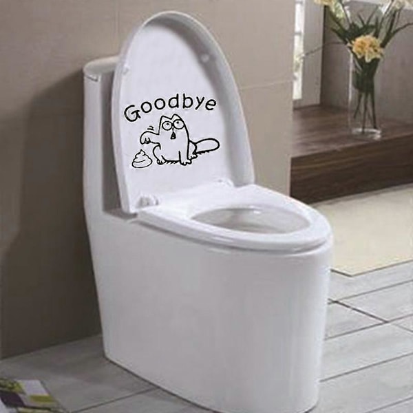 Veggklistremerke Toalett \"Goodbye\" Toalett Katt Klistremerker for Vask Baderomsdekor Toalettsete (LGL)