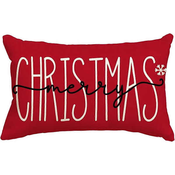 Merry Christmas Pynteputetrekk, 30 x 50 cm Vinterferie Putetrekk Dekorasjon for Sofa - Rød (LGL)