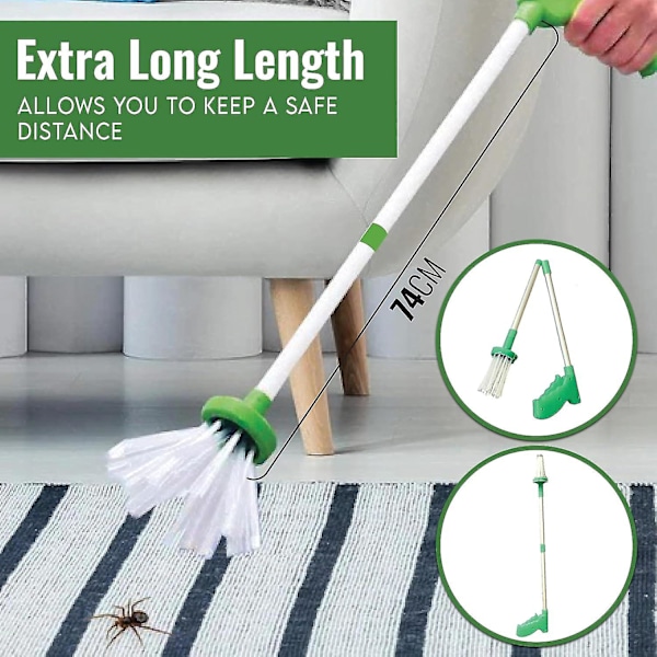Edderkoppefanger Langt Håndtag 74cm Sammenfoldeligt Design Insektfanger Edderkoppefanger Ekstra Langt Håndtag Fjerner Humane Edderkopper, Insekter, Mejetærsker, Hvepse