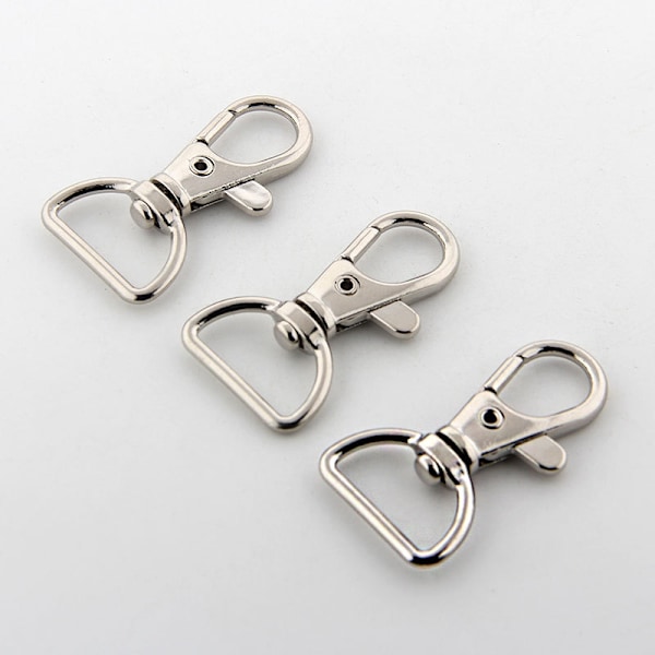 Drejelige halvmåne ringe med karabinhage 10 stk Sølv (LGL) Silver 1.5 cm