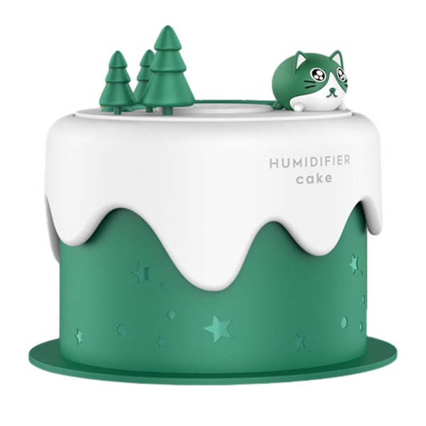 Liten Kake Luftfukter med Fargerikt Nattlys Skrivebord Tåkemaskin Luftfukter for Hjem Soverom Kontor Stille Drift USB Drevet Bærbar D LGL Green