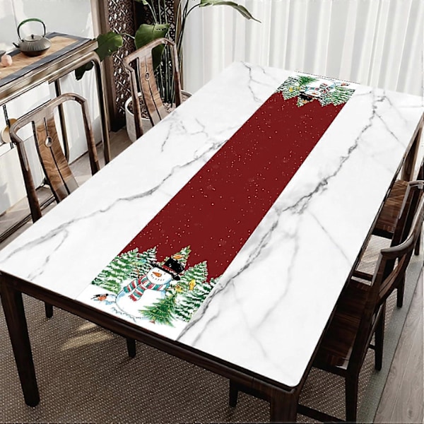 Snögubbe Röd Julbordslöpare, 33 x 183 cm Jute Vinter Vinterhelg Bordslöpare (Jul Snögubbe) (LGL)