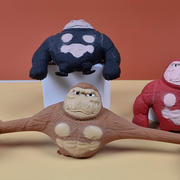 Stretchiga apa-leksaker, dekompressionsstressavlastare sensoriska King Kong-leksaksfigur, stressavlastande gorilla-leksaker present till barn och vuxna Brown