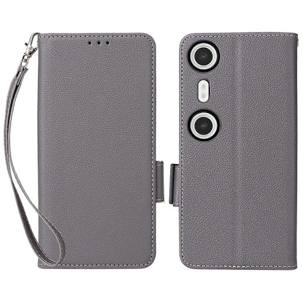 För XREAL Beam Pro Fodral Litchi Textur PU Läder Plånbok Flip Telefonfodral LGL Grey