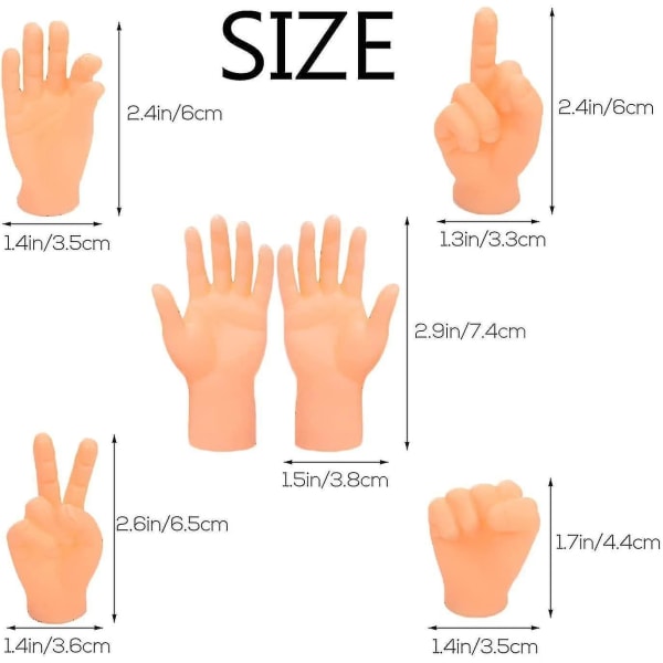 14 pakke små fingerhænder, flad håndstil minihånddukke, sjov og realistisk lillefingerhænder til dukketeater, gag Performance A[GL]