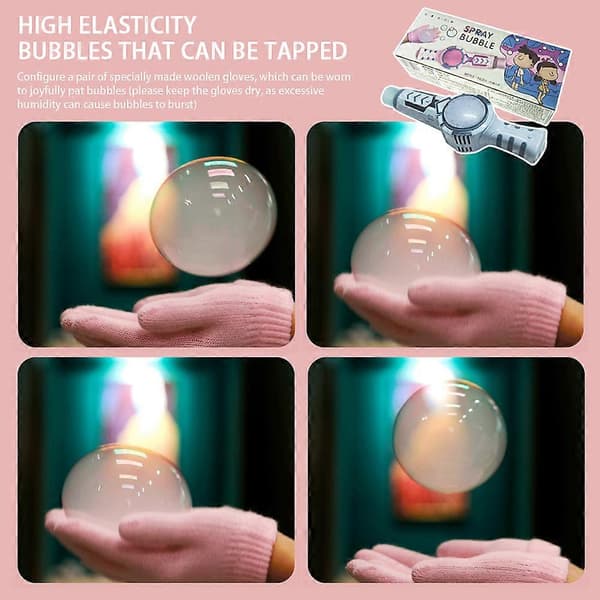 Handhållen Bubbelmaskin Roliga Säkra Elastiska Bubblor Handskar för Barn (LGL) Pink