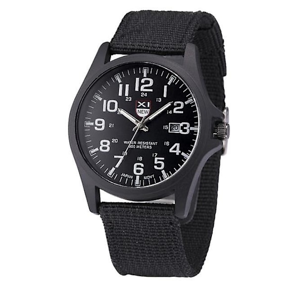 Herrar Datum Rostfritt Stål Militär Sport Analog Kvarts Armbandsur Black