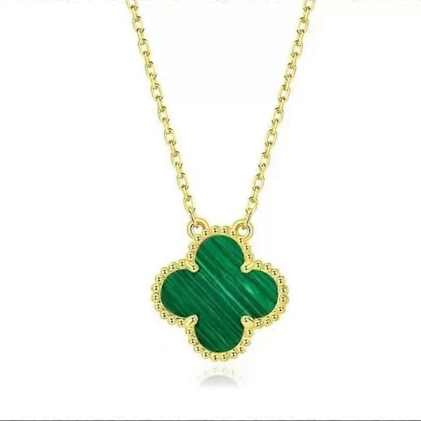 Halskjede - Lykkekløver - Sjarmerende Agat - Elegant Gave LGL Green Yellow gold [malachite green]