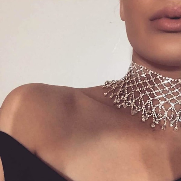 Heytea Rhinestone Choker Tassel Halskæder Halskæder Prom Halskæde Kæde Party Hals Smykker Tilbehør Til Kvinder - -  (LGL)