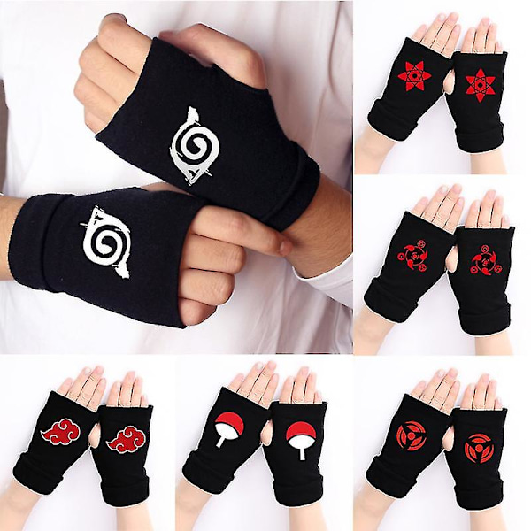 Anime Naruto Cosplay Hansker for Kvinner Menn Barn Akatsuki Rød Sky Ninja Cosplays Fingerløse Håndledd Sykkelhansker Leke Fans Gave (LGL) style 5