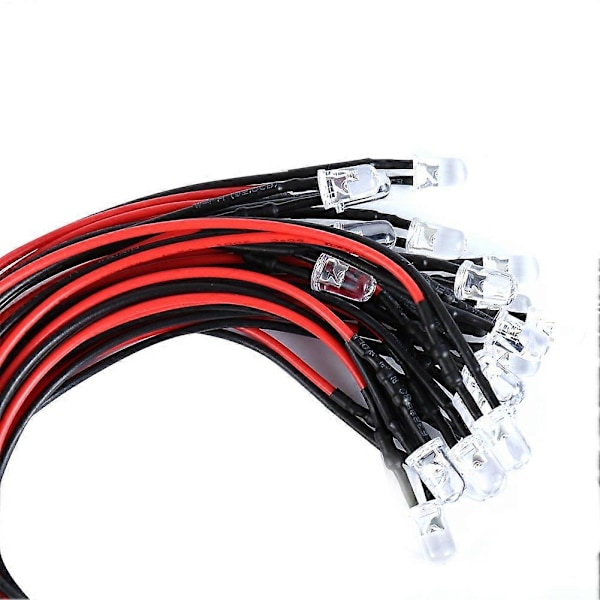 Pakke (20 pærer) 5 mm 12V DC Hvid LED Præ-kablet Rund Top Pære Lampe Til DIY Bil Båd Legetøj Dele (LGL)