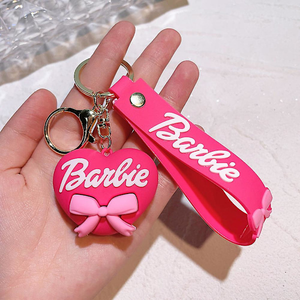 Barbie nøglering legetøj Pink Barbie pige kærlighed hjerte taske vedhæng ornamenter bil nøglering tilbehør gaver [l] Rose Red Heart