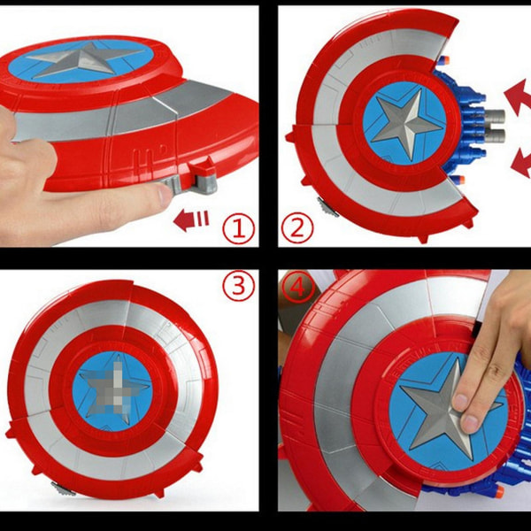 Marvels Avenger Mech Strike Captain Americas Shield Roolipelilelu 20 Pehmeällä Luodilla Vedä Kahvasta Laajentaaksesi, Lapsille 5-Vuotiaille Ja Sitä Vanhemmille A1