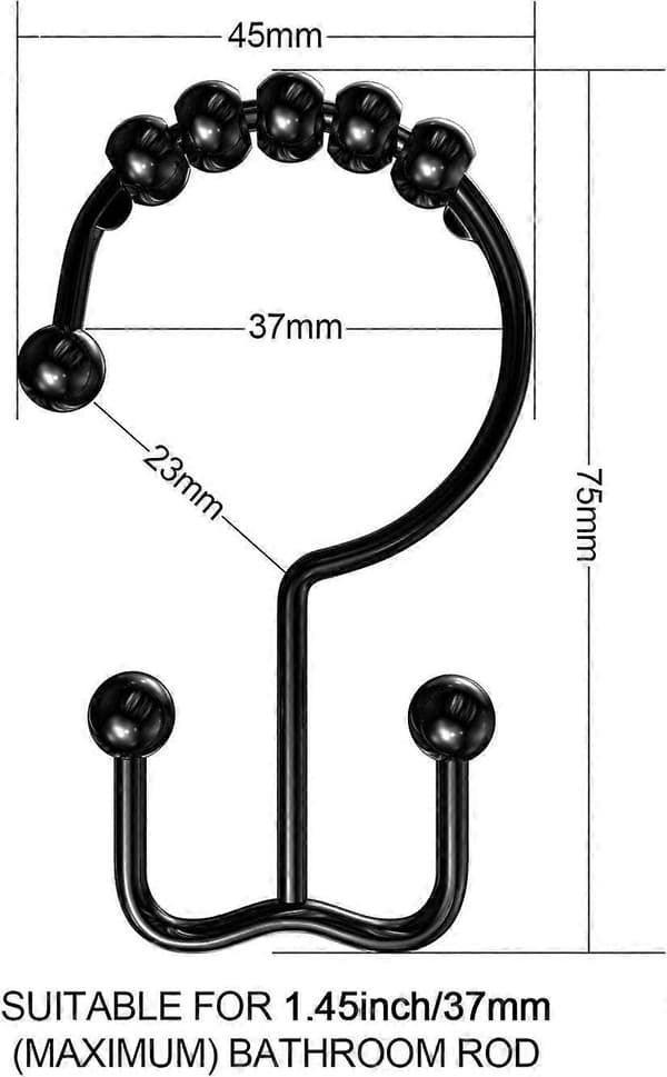 12-pack Duschdraperikrokar, Rostfria Metall Dubbelglidande Duschdraperiringar för Badrumsduschdraperier (LGL)