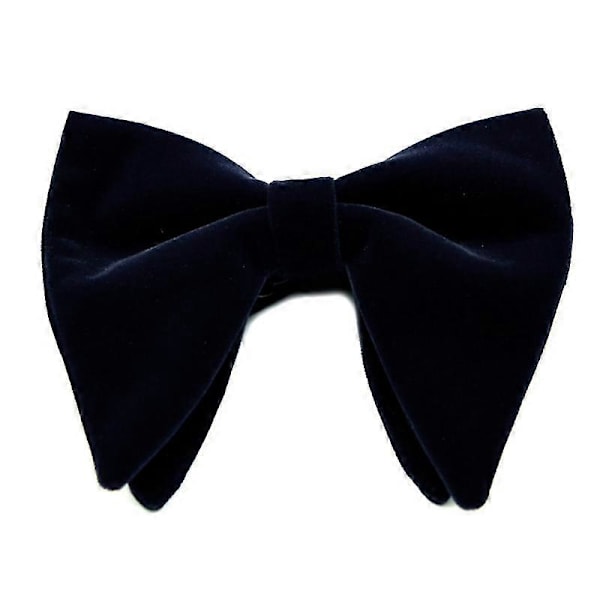 Herrsammet Vintage Dubbellager Förknuten Handgjord Fluga Glitter Enfärgad Smoking Stor Överdimensionerad Justerbar Längd Halsduk LGL Navy Blue