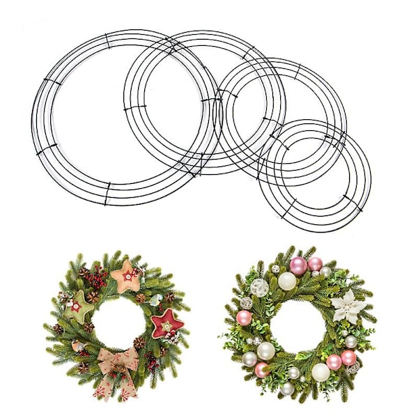 Rund DIY-jultrådkransram för väggdekoration till bröllop och Alla hjärtans dag (LGL) Black 8 inch