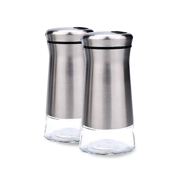 Salt- og pepperbøsser i rustfritt stål med glassbase Salt- og pepperbøsser med justerbar (LGL)