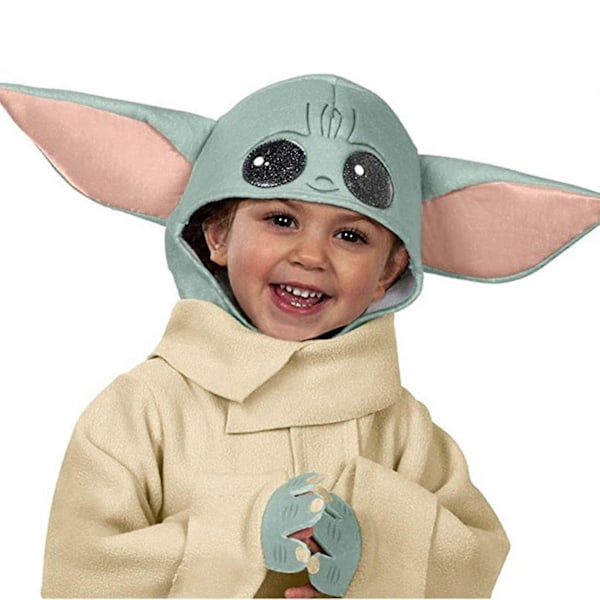 Hot Star Cosplay Wars The Mandalorian Baby Yoda Cosplay Kostume Robe Med Hat LGL Beige XXXS
