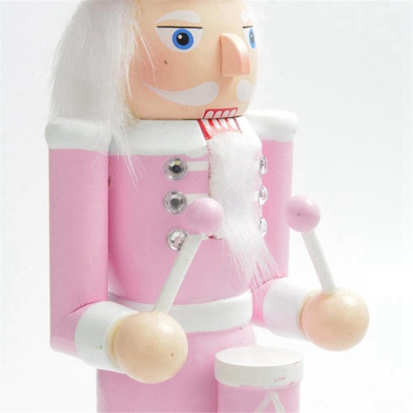 30cm Rosa trä nötknäppare figurin vitt hår strass inlagd docka nötknäppare docka leksak prydnad,4
