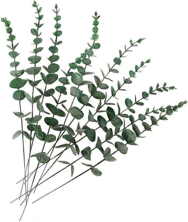 10-pack Realistiska Konstgjorda Eukalyptusblad - Konstgjorda Blomgrenar för Bröllopsbukett, Heminredning (Grågrön) (LGL)