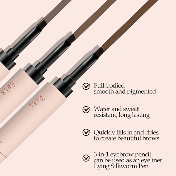 Multifunktionel Øjenbrynspen, Brun Eyeliner Pen, Grå (LGL)