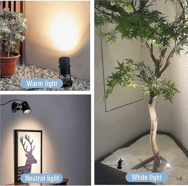 Dæmpbare 3-farvede LED-spotlights kompatible med indendørs planter, justerbar accent-uplight med lysdæmperkontakt (LGL) 2Pcs