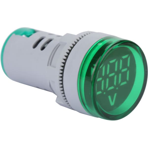 LED Voltmeter, Ljussignal, Digital Display, DC Spänningsindikator, Rund Lamptestare (Grön) (LGL)