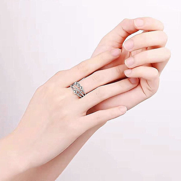 Unisex Justerbar Snurrande Fidget Fredsring Spinner Band Öppen Ring Anti Ångest Roterbar Ring Lindrande Stress Smycken (LGL)