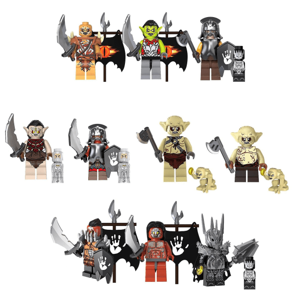 10 stk Ringenes Herre Middelalderlige minifigurer Legetøjssæt 1,77 tommer Orcish Uruc Goblin Solon byggeklodser Actionfigurer