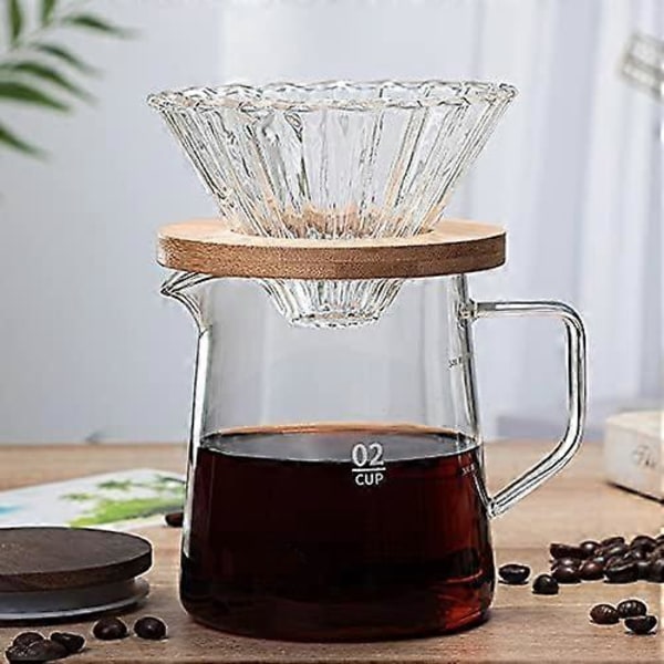 Glas Kaffekande med Låg, Isoleret Glas Kaffekande Isoleret Klar Kande til Juice Te Kaffe Vand (500 ml) LGL