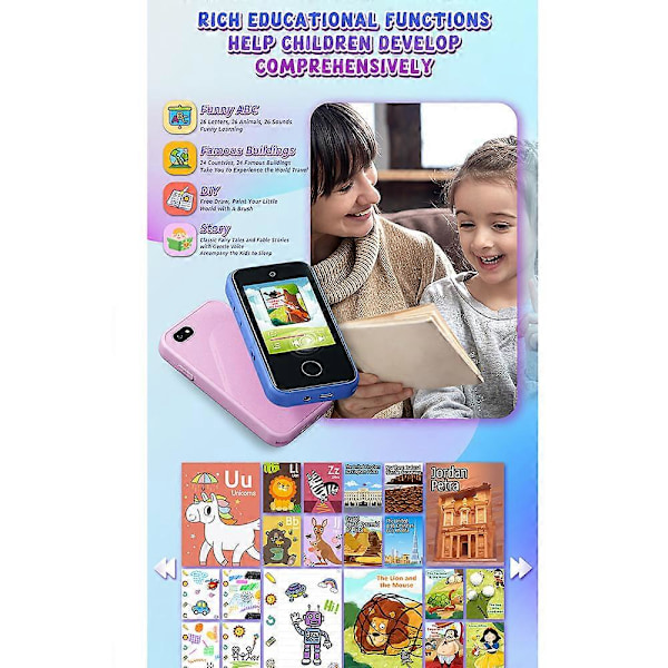 Smarttelefonleksaker för barn, presenter till flickor och pojkar 3-8 år, Lärleksak för småbarn jy LGL B-Pink Castle Unicorn