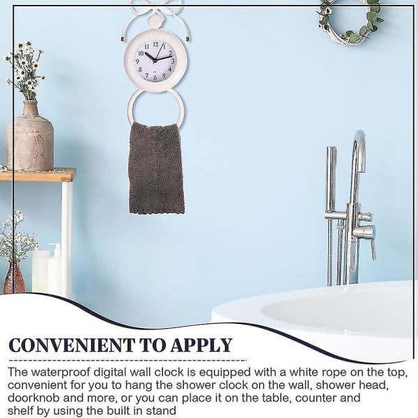 Vandtæt badeværelsesur Vægur kan hænges med håndklæde Vægur Skrivebordsur Dual-purpose ur