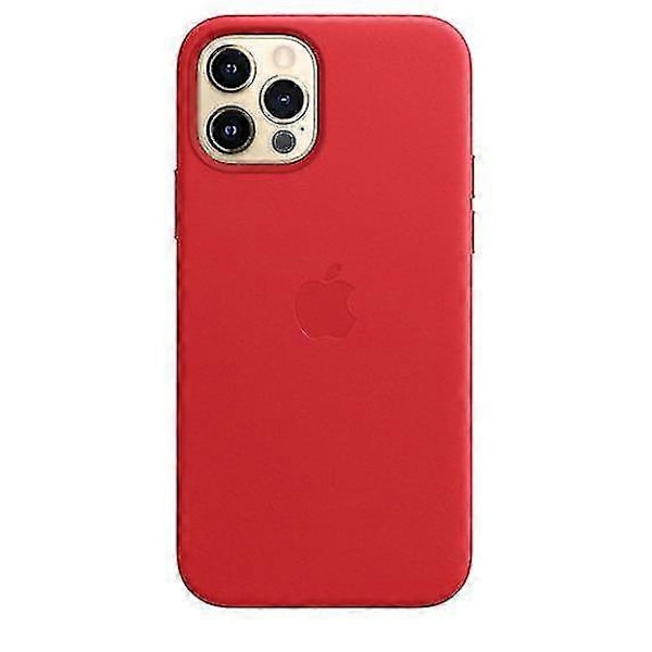 Nahkainen puhelinkotelo iPhone 12/12 Pro -puhelimelle, nahkakotelo Magsafella LGL Red