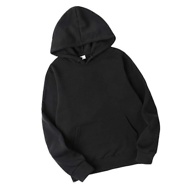 Unisex Dam Herr Bomull Enfärgad Sweatshirt Dragsko Hoodie LGL Black 3XL