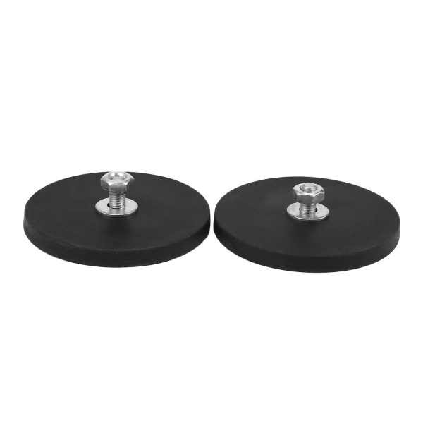 2 stk 45 kg Kraftig Neodymium Magnet Disc Gummi prissat D88x8mm M8 Gevind Overflade Beskyttende Led Lys Kamera Bilmonteringsmagnet til terrængående køretøjer eller