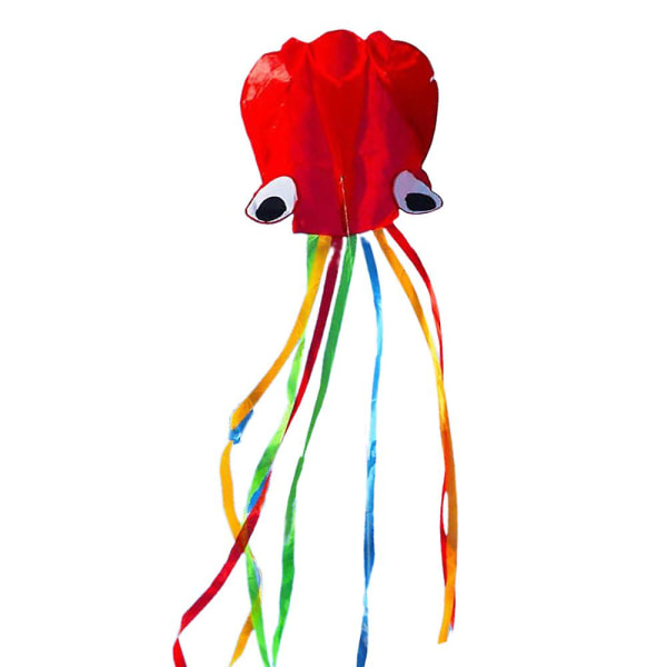 Stor bløtdyrblekksprutdrage med lang fargerik hale Easy Flyer-drage for barn Voksne Utendørs Strandpark Drageleker[GL] Red