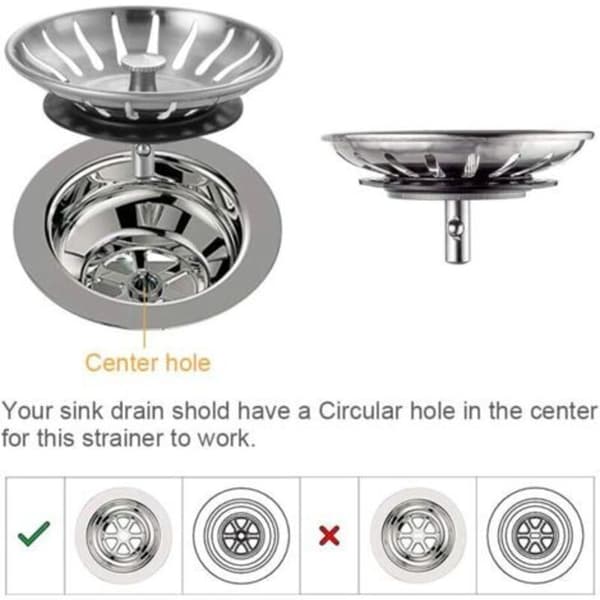 Køkkenvaskpropdele i rustfrit stål - Universal vaskefilter (diameter: 78 mm), vaskafløbsprop med 18 slidser, anti-tilstopningsvaskrist, Qu (LGL)