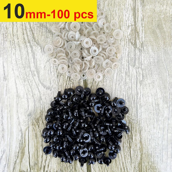 100 stk 8/10/12/14 mm plastik sikkerhedsøjne til legetøj Diy Mix størrelse Hæklet dyreøje til dukkelegetøj Amigurumi tilbehør[GL] 10mm-100pcs-Black