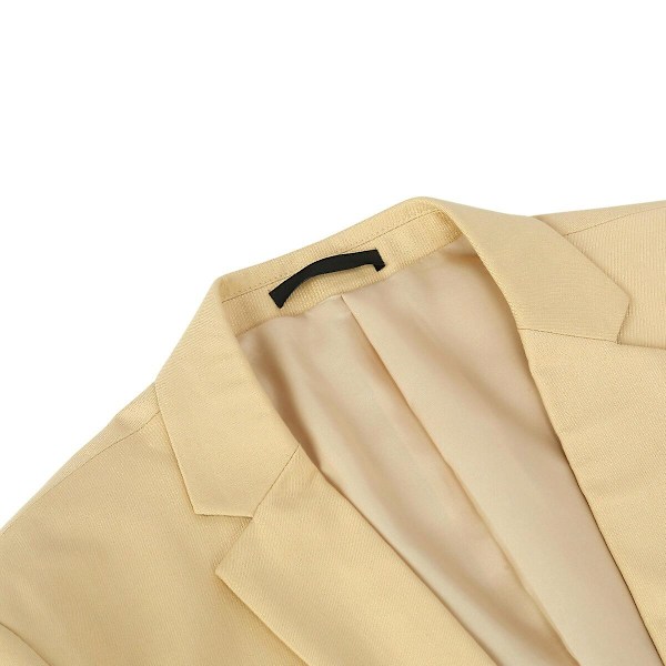 Herre Slim fit Blazer Business Bryllup Ensfarvet Jakkesæt Jakke LGL Beige L