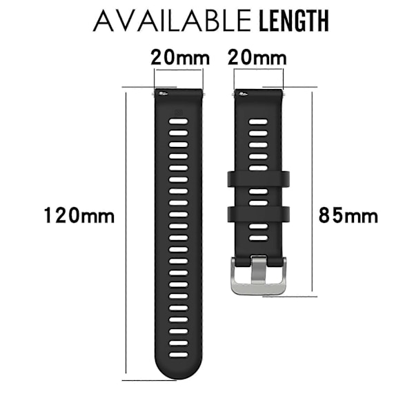 Yhteensopiva Garmin Forerunner 158/Forerunner 55 silikonirannekkeen korvaavan kellonrannekkeen hihnan kanssa Forerunner 158/Forerunner 55 LGL Gray 20mm universal