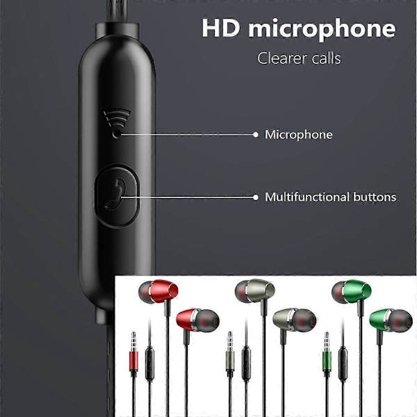 Sladdanslutna In-Ear Hörlurar med Inbyggd Mikrofon 3.5mm Hörlurar för Musik LGL Red