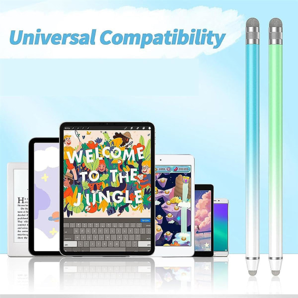 2st Universal Stylus Touch-pennor, högkänsliga fiberspetsar, passar för / surfplatta och alla pekskärmar