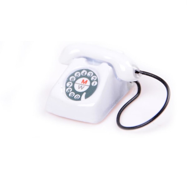 1:12 Vanhan tyylin puhelinmalli Dolls House Miniatyyri kodin sisustuspuhelin[GL] White